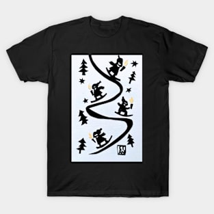 Night skiing snowboard T-Shirt